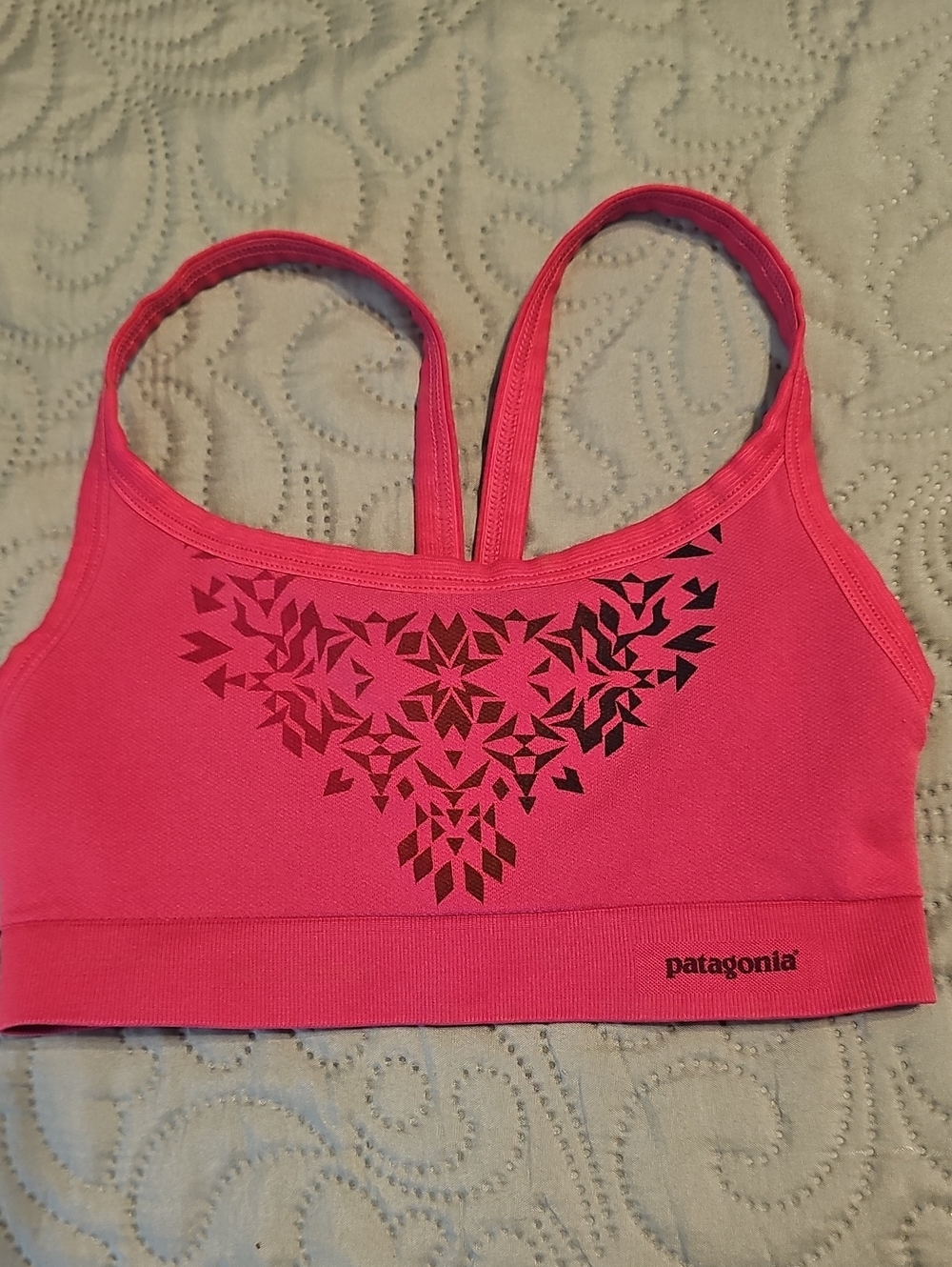 Patagonia Pink Geometric-Print Racerback Sports Bra